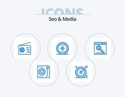 SEO e media blu icona imballare 5 icona design. media. ux. seo. ui. elemento vettore