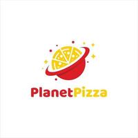 Pizza logo per veloce cibo ristorante, e pianeta logo, semplice piatto stile vettore