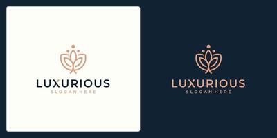 concetto di design del logo di lusso, logo del fiore di loto, modello di logo di bellezza o spa vettore