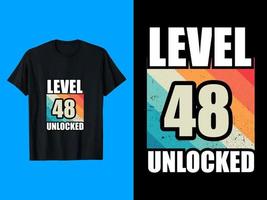 livello 48 sbloccato maglietta design vettore