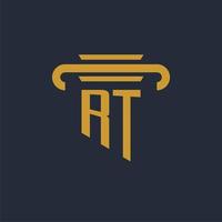 rt iniziale logo monogramma con pilastro icona design vettore Immagine