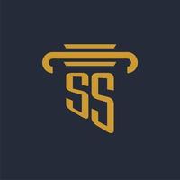 ss iniziale logo monogramma con pilastro icona design vettore Immagine