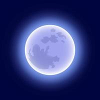 pieno Luna su buio cielo cartone animato stile per Stampa e design. vettore illustrazione.