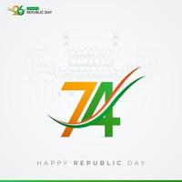 26 gennaio India repubblica giorno 74th celebrazione sociale media inviare vettore