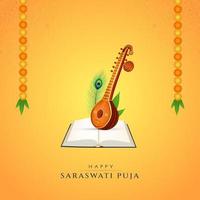 contento saraswathi puja sociale media inviare vettore