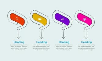 semplice Infografica presentazione design modello, concetto di 4 passaggi vettore di attività commerciale sviluppo Infografica design