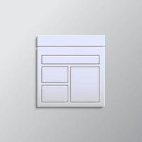Banca dati, server, modello carta stile, icona. grigio colore vettore sfondo- carta stile vettore icona