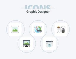 grafico progettista piatto icona imballare 5 icona design. creativo. chiave. ragnatela. tavola. grafica vettore