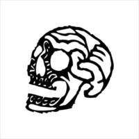 messicano cranio vettore con modello. vecchio scuola tatuaggio stile cranio tatuaggio design schizzo. nero e bianca illustrazione. messicano cranio illustrazione