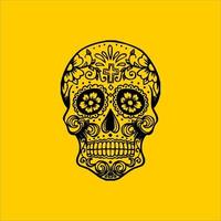 messicano cranio vettore con modello. vecchio scuola tatuaggio stile cranio tatuaggio design schizzo. nero e bianca illustrazione. messicano cranio illustrazione