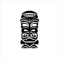 silhouette di tiki idolo icona. semplice illustrazione di un' tiki idolo icona per ragnatela design isolato su un' bianca sfondo, tiki tribale di legno maschera, tropicale esotico pianta e bambù tavola. tradizionale Hawaii vettore