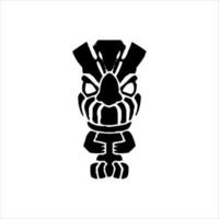 silhouette di tiki idolo icona. semplice illustrazione di un' tiki idolo icona per ragnatela design isolato su un' bianca sfondo, tiki tribale di legno maschera, tropicale esotico pianta e bambù tavola. tradizionale Hawaii vettore