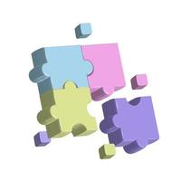 3d colorato sega puzzle cubi, strategia sega attività commerciale e formazione scolastica. eps 10 rendere vettore isolato illustrazione.