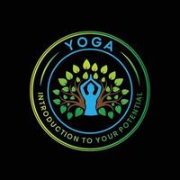 yoga logo umano e albero vettore