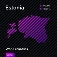 vettore astratto carta geografica di Estonia con viola a strisce struttura e a strisce buio sfondo