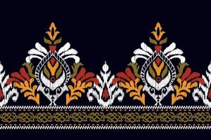 ikat floreale paisley ricamo su nero sfondo.geometrico etnico orientale modello tradizionale.azteco stile astratto vettore illustrazione.disegno per trama, tessuto, abbigliamento, avvolgimento, decorazione, pareo.