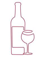 un' bottiglia di vino con un' bicchiere. minimo linea design. linea arte. vettore illustrazione.