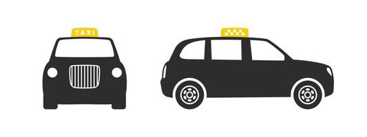 taxi. Taxi servizio bandiera elementi. Taxi auto davanti e lato Visualizza. vettore icone