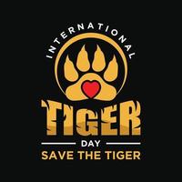 vettore lettera di internazionale tigre giorno Salva il tigre