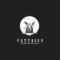 cattails silhouette logo linea arte design vettore