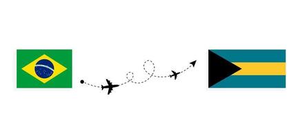 volo e viaggio a partire dal brasile per Bahamas di passeggeri aereo viaggio concetto vettore