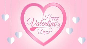 San Valentino giorno concetto sfondo, carino amore vendita bandiera o saluto carta, rosa cuore telaio elemento, appendere giù carta cuore, contento Da donna, di madre, San Valentino giorno, nozze invito vettore