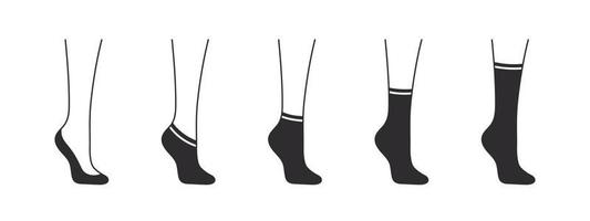 tipi di calzini. impostato con vario le forme di calzini. indumento icone. vettore illustrazione