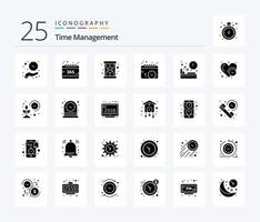 tempo gestione 25 solido glifo icona imballare Compreso dieta. guarda. anno. orario. calendario vettore