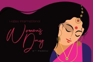 tradizionale indiano donne festeggiare internazionale donna di giorno su 8 ° marzo vettore