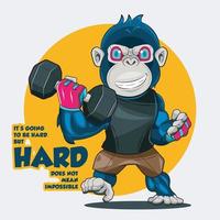 motivazionale citazioni. gorilla allenarsi con manubrio vettore illustrazione gratuito Scarica