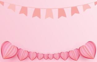 minimo carta contento San Valentino giorno. carta tagliare cuore e Festival bandiera elementi decorare saluto carte nel dolce colori. vettore illustrazione piazza carta telaio