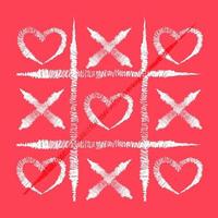 saluto san valentino giorno carta con xo gioco tic-tac-toe con cuori. amore gioco vettore