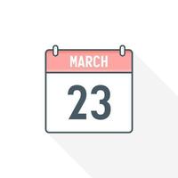 23 marzo calendario icona. marzo 23 calendario Data mese icona vettore illustratore