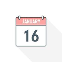 16 ° gennaio calendario icona. gennaio 16 calendario Data mese icona vettore illustratore