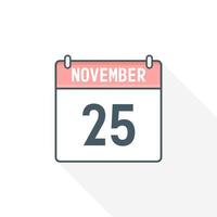 25 novembre calendario icona. novembre 25 calendario Data mese icona vettore illustratore