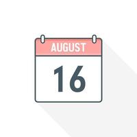 16 ° agosto calendario icona. agosto 16 calendario Data mese icona vettore illustratore