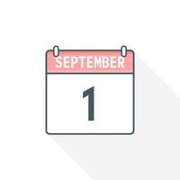 1 ° settembre calendario icona. settembre 1 calendario Data mese icona vettore illustratore