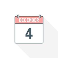 4 ° dicembre calendario icona. dicembre 4 calendario Data mese icona vettore illustratore