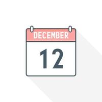 12 ° dicembre calendario icona. dicembre 12 calendario Data mese icona vettore illustratore