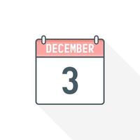 3 ° dicembre calendario icona. dicembre 3 calendario Data mese icona vettore illustratore