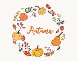autunno saluto carta manifesto modello. natura foglie, alberi, zucche, vettore illustrazione nel piatto stile