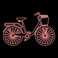 neon bicicletta con cestino e fiori tulipani rosso colore vettore illustrazione Immagine piatto stile