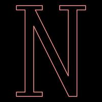 neon nu greco simbolo capitale lettera maiuscolo font rosso colore vettore illustrazione Immagine piatto stile