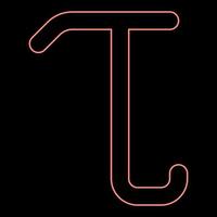 neon tau greco simbolo piccolo lettera minuscolo font rosso colore vettore illustrazione Immagine piatto stile