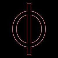 neon phi greco simbolo piccolo lettera minuscolo font rosso colore vettore illustrazione Immagine piatto stile