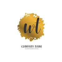 wt iniziale grafia e firma logo design con cerchio. bellissimo design manoscritto logo per moda, squadra, nozze, lusso logo. vettore