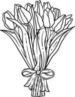 tulipano fiore primavera colorazione pagina per adulti vettore