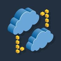 nube networking - isometrico 3d illustrazione. vettore