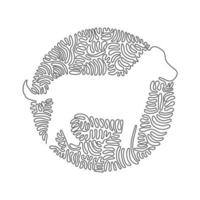 singolo uno Riccio linea disegno di carino cane astratto arte. continuo linea disegnare grafico design vettore illustrazione di amichevole domestico animale per icona, simbolo, azienda logo, e animale domestico amante club