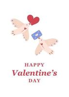 contento San Valentino giorno carta con piccioni. san valentino giorno carta. vettore illustrazione